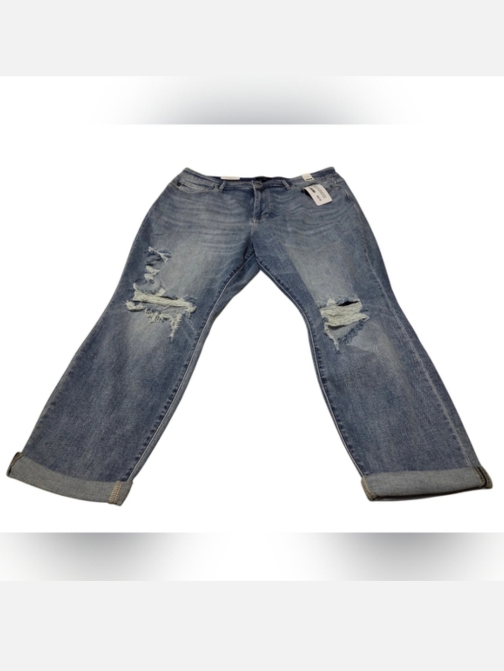 Women’s 22W Judy Blue Boyfriend Fit Mid-Rise Distressed with Cuffed Hem